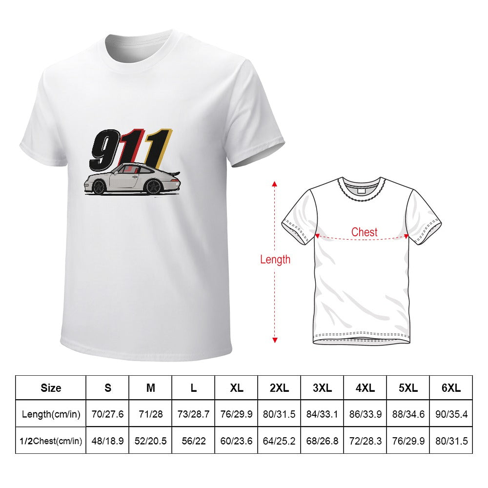 Porsche 911 - T-shirt 100% Algodão Branca