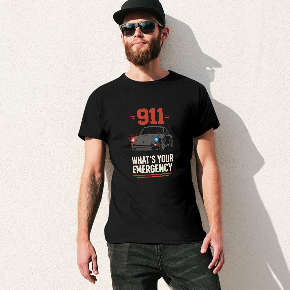 Porsche 911 "What´s Your Emergency" - T-shirt 100% Algodão