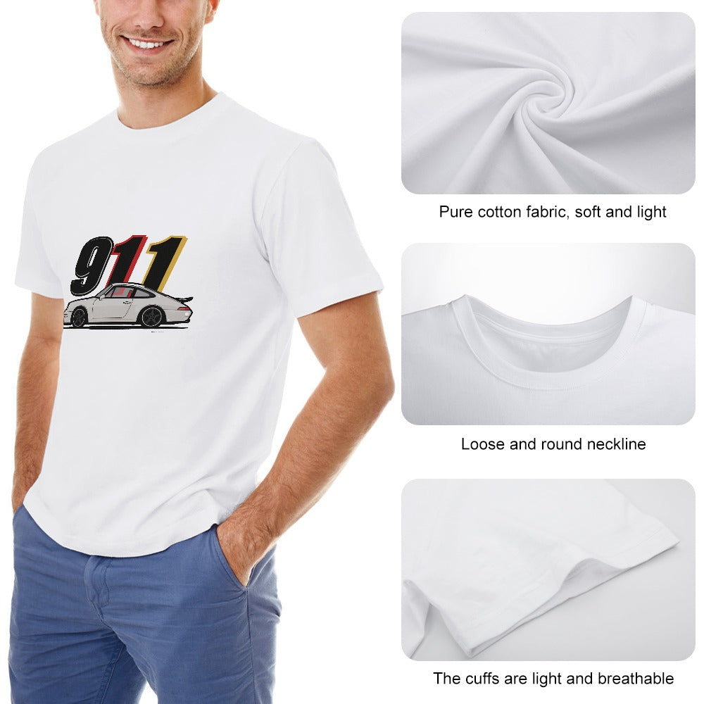 Porsche 911 - T-shirt 100% Algodão Branca