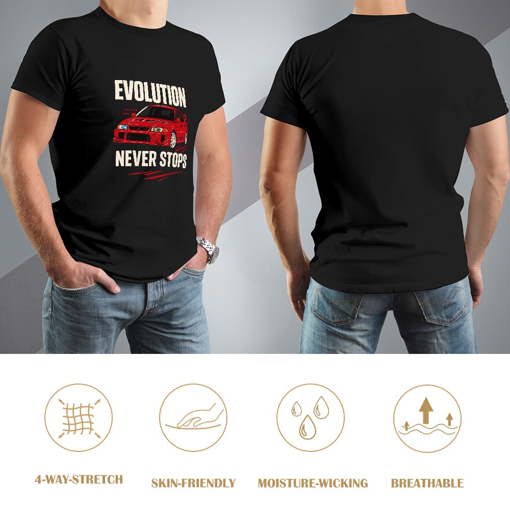 Lancer Evolution "Never Stops" - T-shirt 100% Algodão