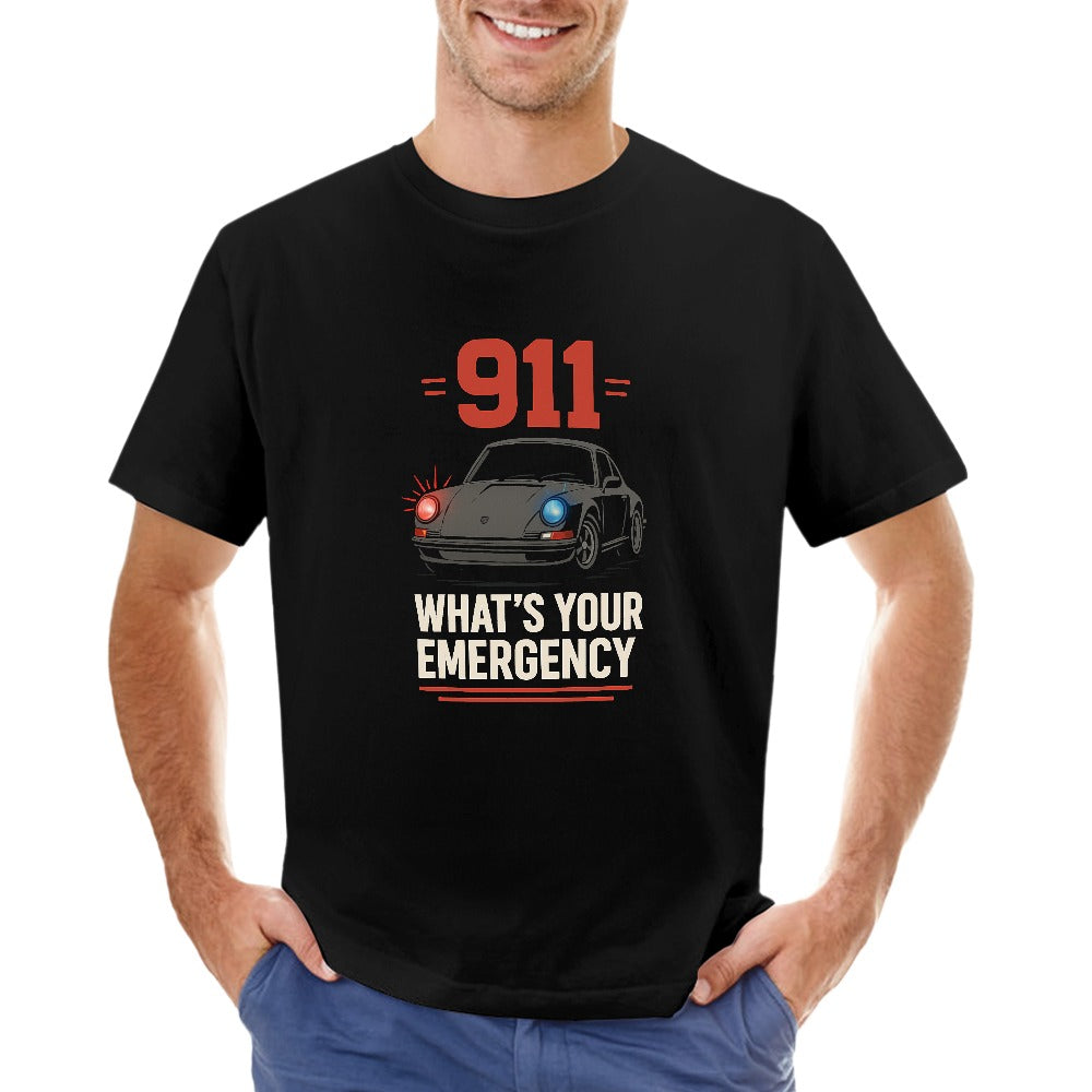 Porsche 911 "What´s Your Emergency" - T-shirt 100% Algodão