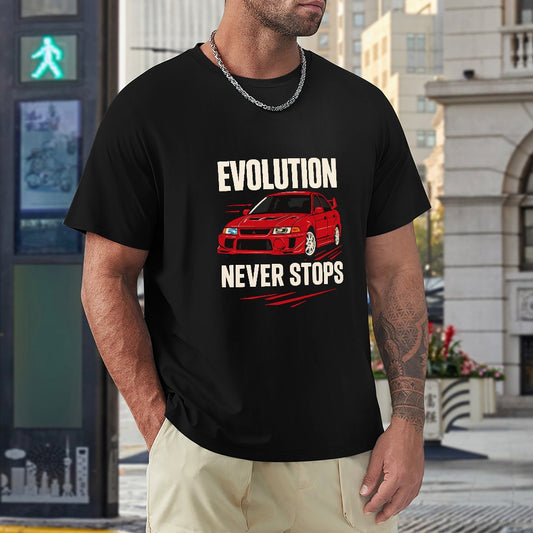 Lancer Evolution "Never Stops" - T-shirt 100% Algodão