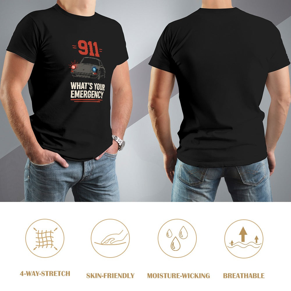 Porsche 911 "What´s Your Emergency" - T-shirt 100% Algodão